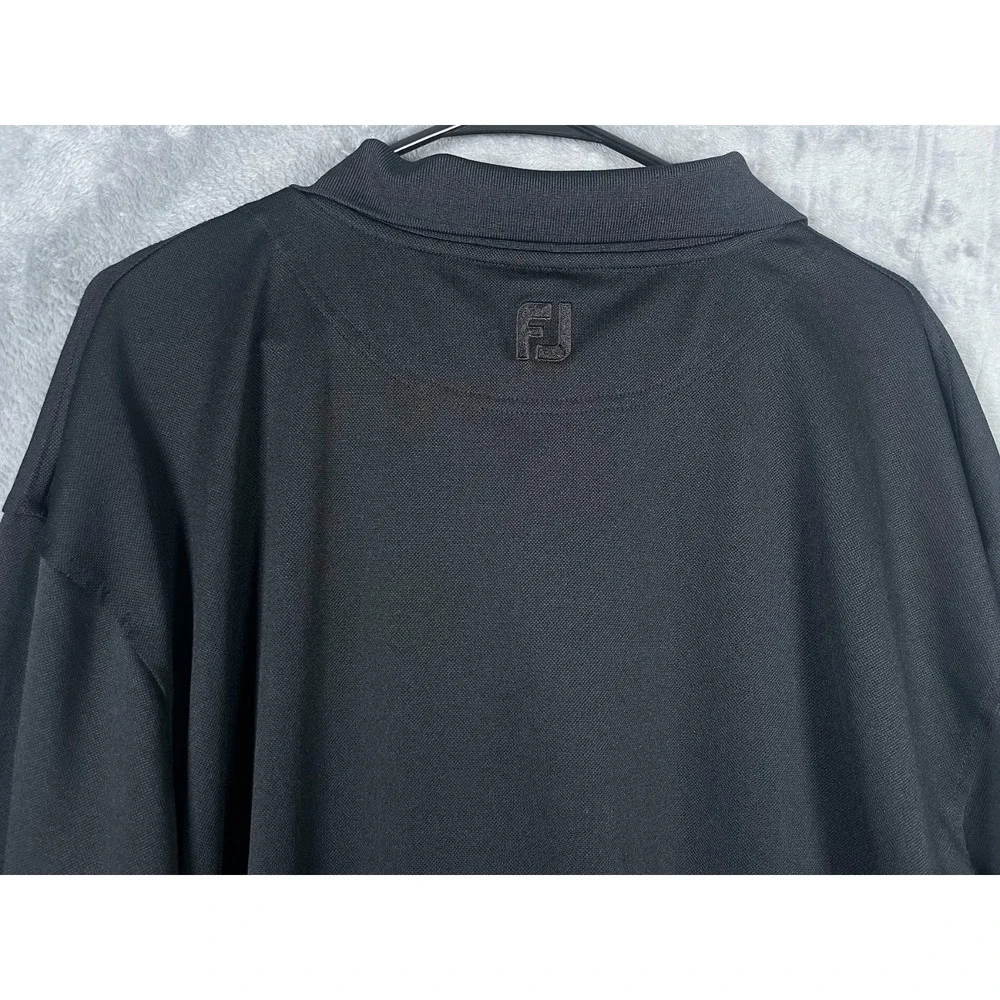 FJ Footjoy Golf Men's Long Sleeve Polo Shirt Black Size XXL 2XL - Picture 4 of 5